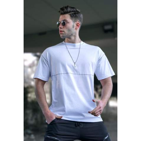 Madmext Men White T-shirt 5360 - Beyaz