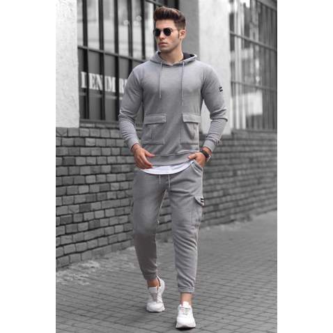 Madmext Gray Pocket Detailed Men Tracksuit Set 4726 - Gri