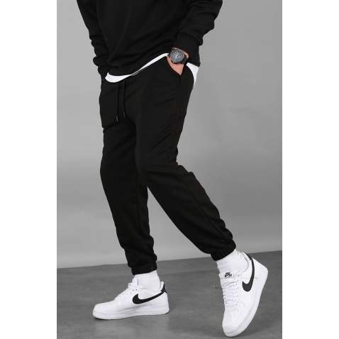 Men Black Basic Jogger Trousers - Siyah