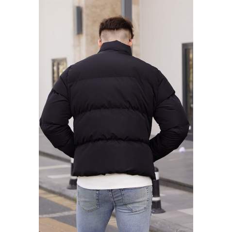 Men Black Puffer Jacket - Siyah