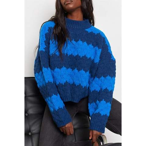 Mad Girls Blue Sweater MG1205 - Mavi