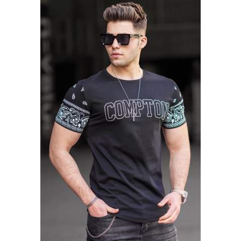 Madmext Men Printed Black T-shirt 4988 - Siyah