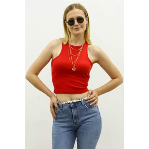 Mad Girls Red Crop Top MG361 - Kırmızı