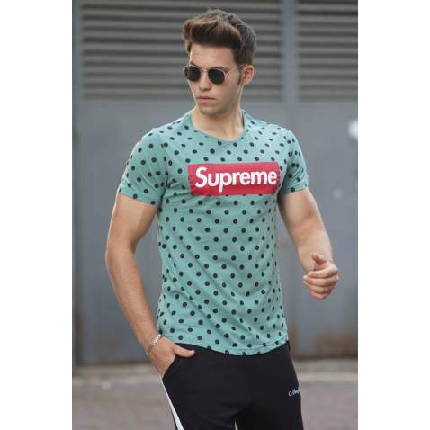 Madmext Green Patterned T-shirt 2640 - Yeşil