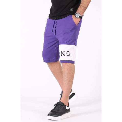 Madmext Purple Printed Capri for Men 2911 - Mor