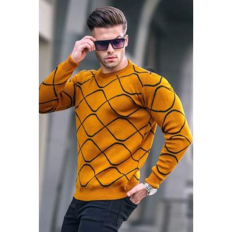 Mustard Designed Knitwear Sweater 5988 - Hardal