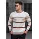 Madmext Men Striped Beige Knitted Sweater 5171 - Bej