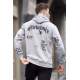 Dye Gray Printed Hoodie Sweatshirt 5895 - Boyalı gri