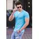 Madmext Blue Button-up T-shirt for Men 4581 - Mavi