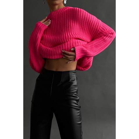 Mad Girls Oversize Fuchsia Sweater MG1344 - Fuşya