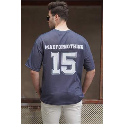 Madmext Navy Blue Oversize T-shirt for Men 5233 - Lacivert