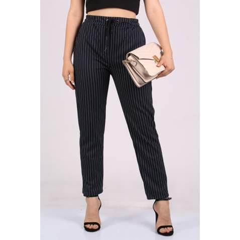 Mad Girls Navy Blue Trousers Mg1106 - Lacivert