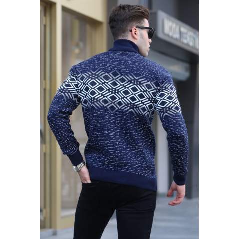 Navy Blue Turtleneck Knitwear Sweater 5970 - Lacivert