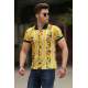 Madmext Yellow Printed Polo Shirt for Men 2884 - Sarı