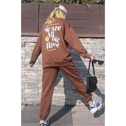 Mad Girls Brown Tracksuit Mg1278 - Kahverengi