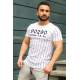 Madmext White Striped T-shirt for Men 2863 - Beyaz