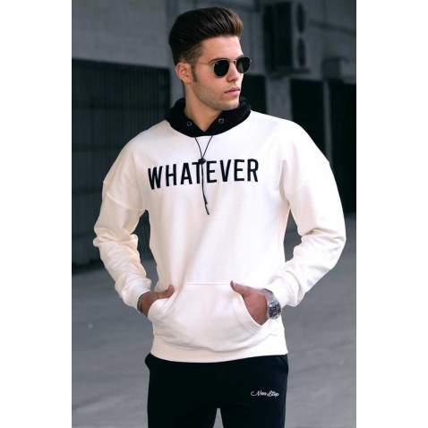 Madmext White Hoodie Sweatshirt 4774 - Beyaz