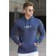 Madmext Men Printed Navy Blue Sweatshirt 5305 - Lacivert