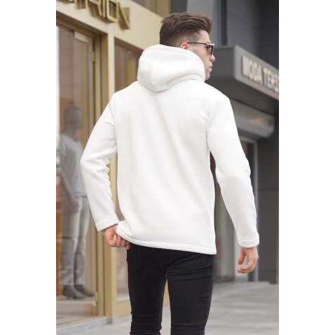 Ecru Basic Hoodie Sweatshirt 6005 - Ekru