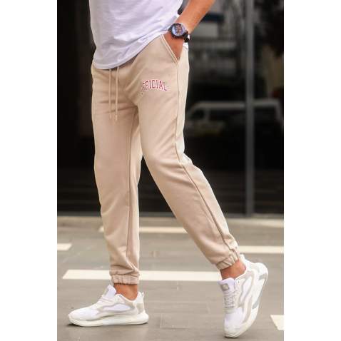 Madmext Printed Beige Sweatpants For Men 5616 - Bej