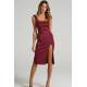 Mad Girls Plain Maroon Midi Dress MG1423 - Bordo