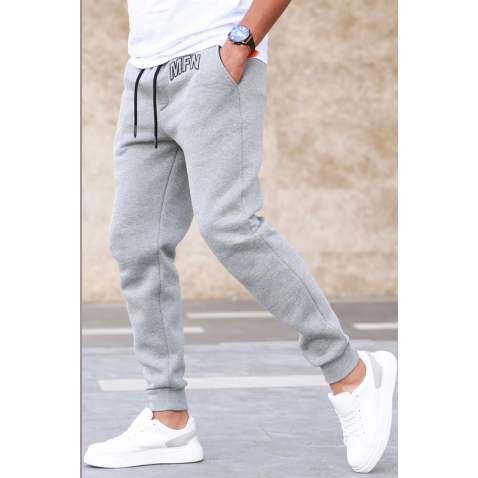 Madmext 3-Thread Fleece Gray Sweatpants For Men 5427 - Gri