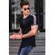 Madmext Men Shoulder Stripe Black T-shirt 4101 - Siyah