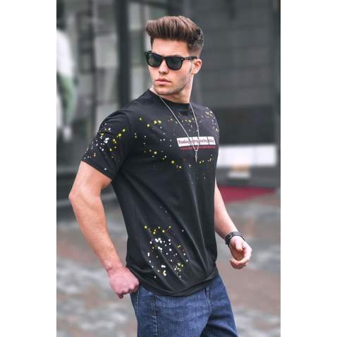 Madmext Men Printed Black T-shirt 5814 - Siyah