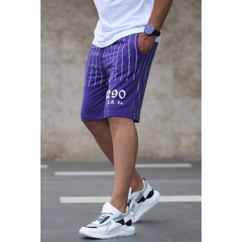 Madmext Purple Striped Capri for Men 2909 - Mor