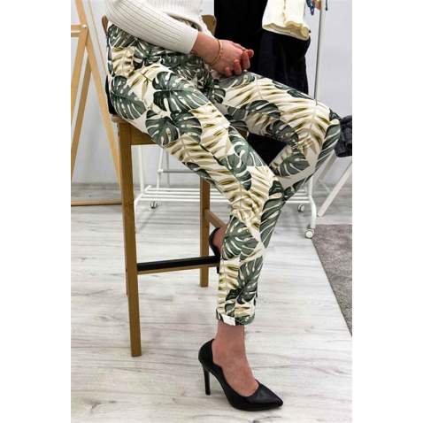 Mad Girls White Patterned Tie Waist Pant MG213 - Beyaz