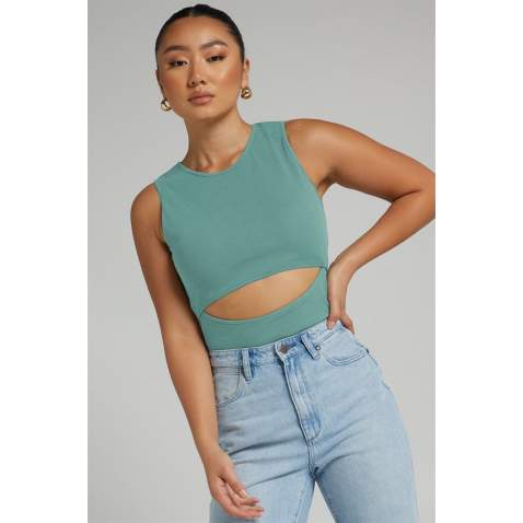 Mad Girls Mint Green Plain Bodysuit MG1448 - Mint yeşili