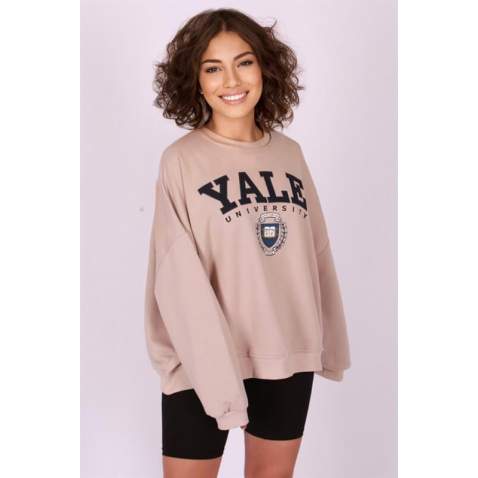 Mad Girls Beige Sweatshirt MG1208 - Bej