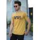 Madmext Yellow Printed T-shirt for Men 4525 - Sarı