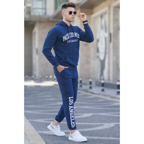 Madmext Men Printed Navy Blue Tracksuit 5283 - Lacivert