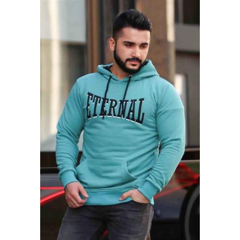 Madmext Green Printed Hoodie 4175 - Yeşil