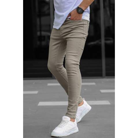 Men Stone Gray Slim Fit Jeans - Taş rengi