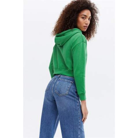 Mad Girls Cropped Green Sweatshirt MG1355 - Yeşil