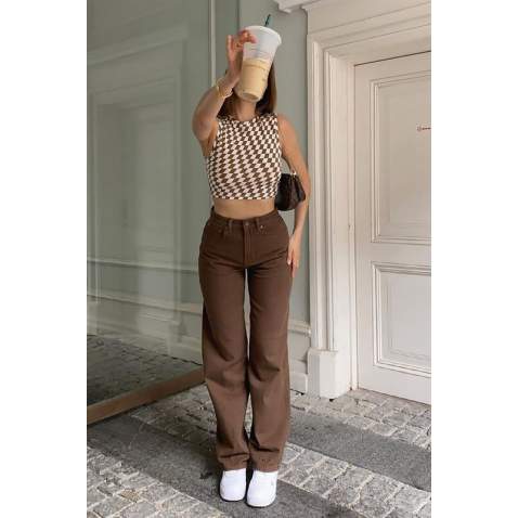 Mad Girls Brown Palazzo Jeans Mg1247 - Kahverengi