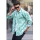 Jacquard Designed Green Plaid Shirt T5560 - Yeşil