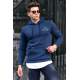 Madmext Men Printed Hoodie Navy Blue Sweatshirt 4395 - Lacivert