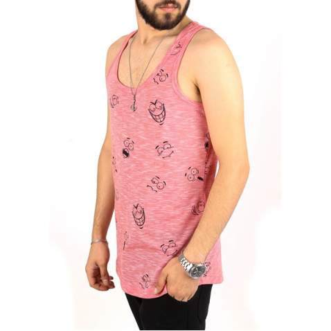 Madmext Printed Pink Tank Top 2329 - Pembe