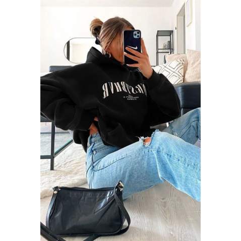 Mad Girls Black Oversize Sweatshirt MG1290 - Siyah