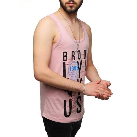 Madmext Men Pink Tank Top 2496 - Pembe