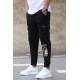 Madmext Men Printed Black Sweatpants 4079 - Siyah