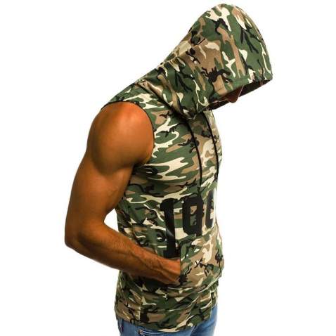 Madmext Men Camouflage Hoodie Vest 2563 - Kamuflaj