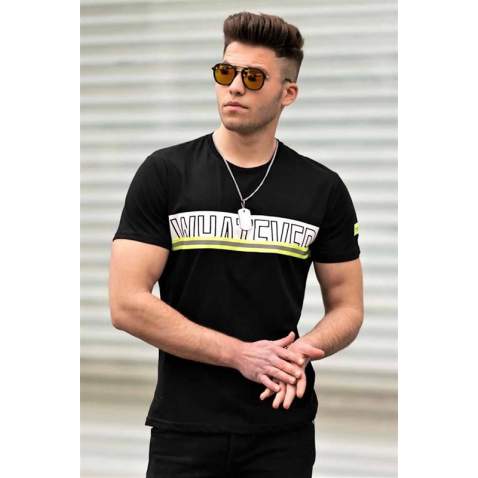 Madmext Black Printed T-shirt for Men 4610 - Siyah