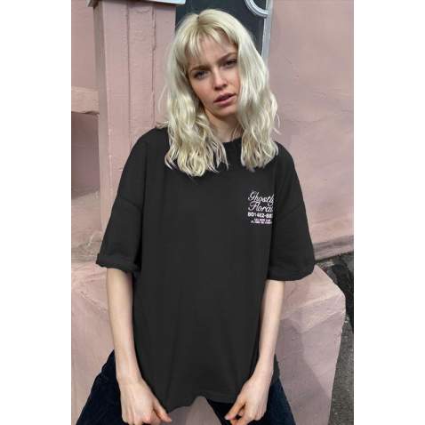 Black Printed Oversize T-Shirt MG1513 - Siyah