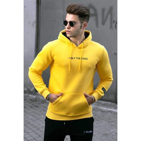 Madmext Yellow Printed Hoodie 4188 - Sarı