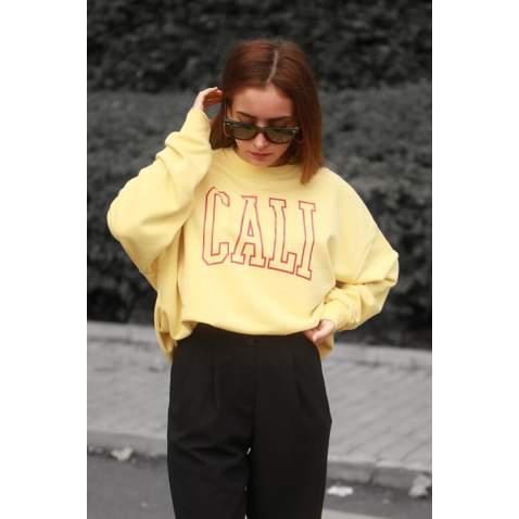 Mad Girls Sarı Bisiklet Yaka Sweatshirt MG1213