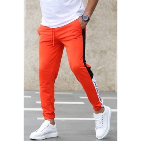 Madmext Orange Striped Sweatpants 2928 - Turuncu